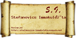 Stefanovics Immakuláta névjegykártya